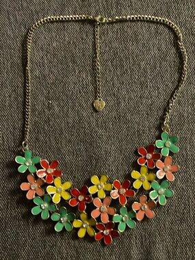Floral Multicolor Statement Necklace - Women's Colorful Flower Bib Necklace